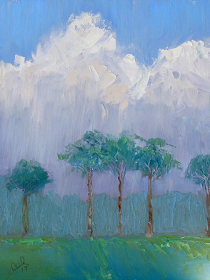 Rainy Day at the Garden - oil - 9x12